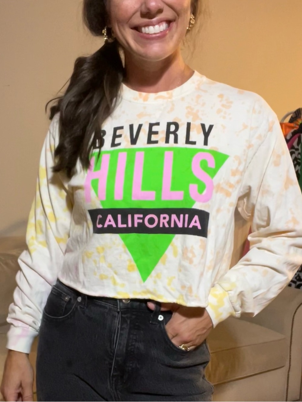 **DAY Beverly Hills Hills California Graphic Long Sleeve Top | Size Small**